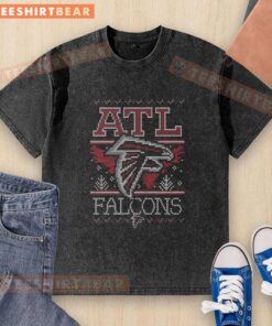 Awesome Atlanta Falcons Holiday Washed T-Shirt featuring vibrant team colors and festive design, perfect for fans.