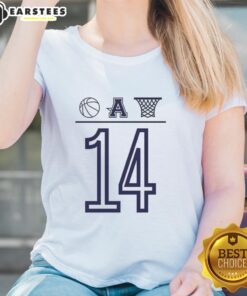 Awesome Aubrey Basketball Number 14 ball icon ladies tee featuring a stylish design for basketball fans.