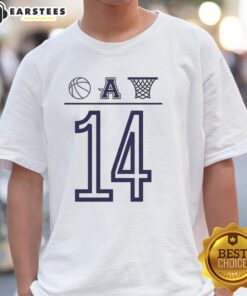 Awesome Aubrey Basketball Number 14 T-Shirt featuring a ball and basket icon, perfect for basketball fans.