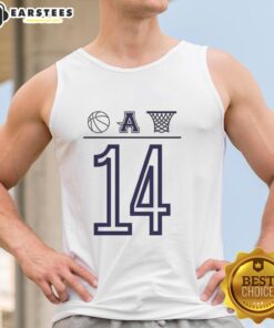 Awesome Aubrey Basketball Number 14 tank top featuring a ball and basket icon, perfect for sports enthusiasts.