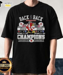 Awesome Back 2 Back Governor's Cup 2024-25 Louisville Cardinals Football Helmets Skyline T-Shirt design showcasing team pride.