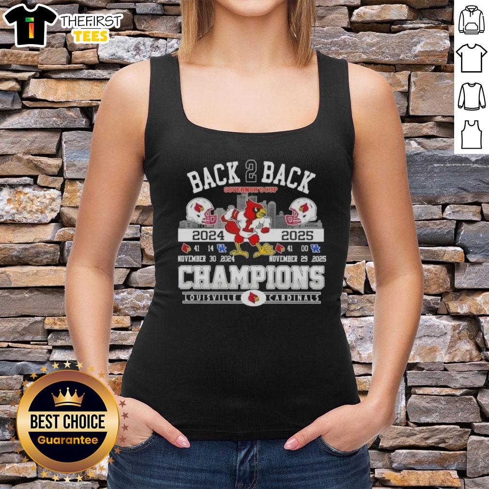 awesome-back-2-back-governors-cup-2024-25-louisville-cardinals-football-helmets-skyline-tank-top Awesome Back 2 Back Governors Cup 2024-25 Louisville Cardinals football helmets on a Skyline tank top.