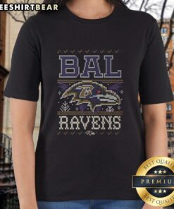 Awesome Baltimore Ravens Holiday Ladies Tee featuring vibrant team colors and festive design for fans celebrating the season.