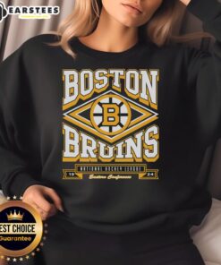 Alt Text: Cozy Awesome Boston Bruins Heater Sweatshirt featuring team logo and vibrant colors, perfect for hockey fans.