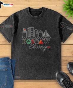 Awesome Boston City Sports Strong Skyline Washed T-Shirt featuring a vibrant skyline design and sporty aesthetic.