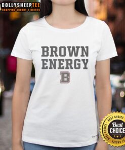Awesome Brown Bears Brown Energy B logo on a stylish ladies tee, perfect for casual wear and sports enthusiasts.
