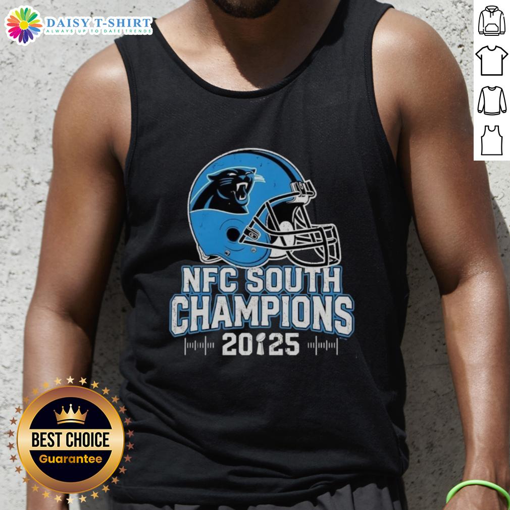 Awesome Carolina Panthers Nfc South 2025 Champions Helmet Tank Top Awesome Carolina Panthers NFC South 2025 Champions helmet tank top showcasing team pride and style for fans.