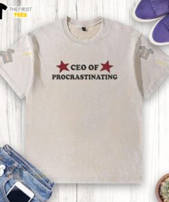Awesome CEO of Procrastinating washed t-shirt featuring a humorous design perfect for laid-back entrepreneurs.