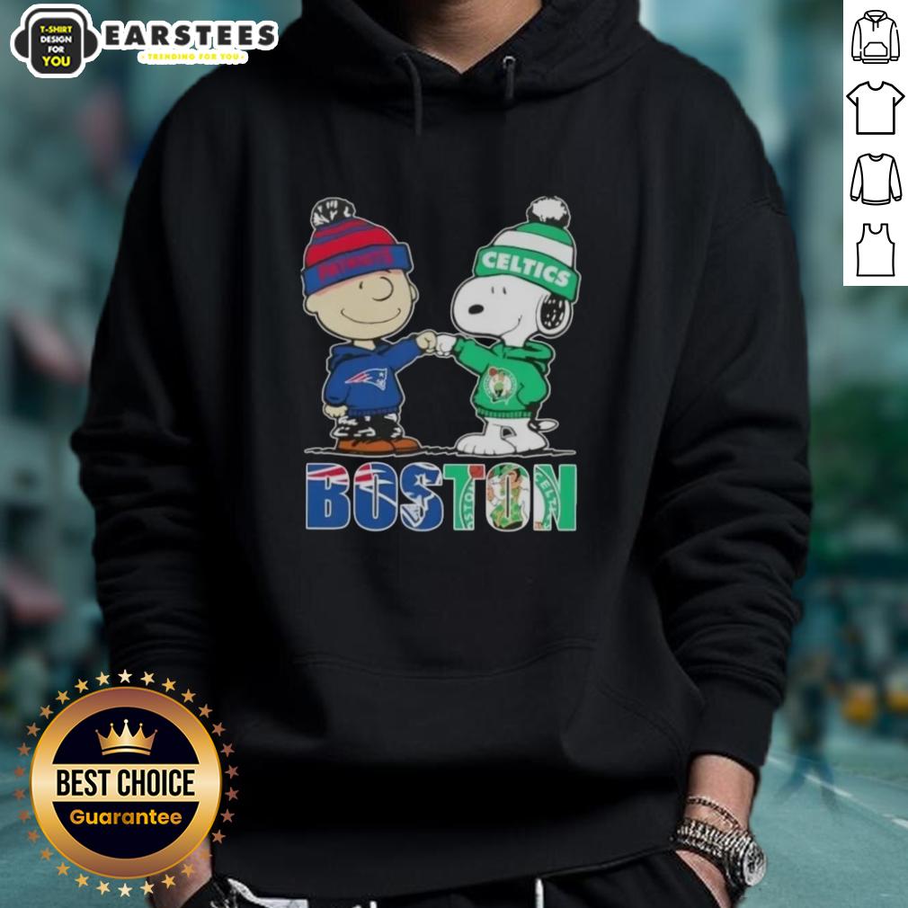 awesome-charlie-brown-and-snoopy-boston-city-sports-new-england-patriots-x-boston-celtics-hoodie Awesome Charlie Brown and Snoopy hoodie featuring New England Patriots and Boston Celtics sports themes.