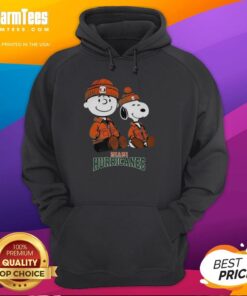 Awesome Charlie Brown and Snoopy Miami Hurricanes hoodie featuring vibrant colors and playful design for fans.