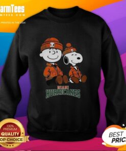 Awesome Charlie Brown and Snoopy Miami Hurricanes sweatshirt featuring a colorful design for fans.