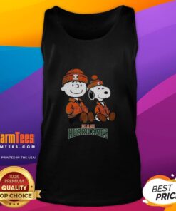 Awesome Charlie Brown and Snoopy Miami Hurricanes tank top featuring vibrant graphics and a fun design.