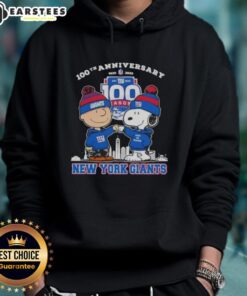 Awesome Charlie Brown x Snoopy 100th Anniversary hoodie for New York Giants football, celebrating 1925-2025.