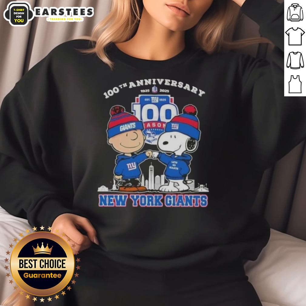 awesome-charlie-brown-x-snoopy-100th-anniversary-1925-2025-new-york-giants-football-sweatshirt Awesome Charlie Brown X Snoopy 100th Anniversary sweatshirt for New York Giants football, celebrating 1925-2025.