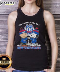 Alt Text: Awesome Charlie Brown X Snoopy 100th Anniversary tank top celebrating New York Giants football, 1925-2025.