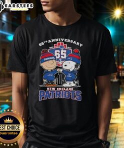 Awesome Charlie Brown X Snoopy 65th Anniversary T-Shirt for New England Patriots fans, celebrating 1960-2025.