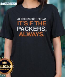 Alt Text: Chicago Bears WR DJ Moore wearing a ladies tee with 'F the Packers' slogan, showcasing team spirit and style.