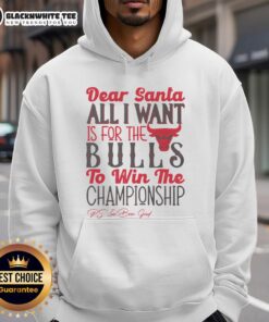 Alt Text: Awesome Chicago Bulls All I Want For Christmas Hoodie featuring team logo and festive design, perfect for fans.