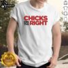 Awesome Chicks On The Right Ringer T-Shirt featuring a stylish design and vibrant colors for trendy women's fashion.