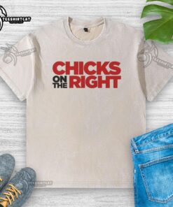 Alt Text: Awesome chicks on the right ringer washed t-shirt featuring a vibrant graphic design and comfortable fit.