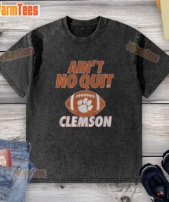 Awesome Clemson Football Ain't No Quit Washed T-Shirt in orange, perfect for game day and fan apparel.