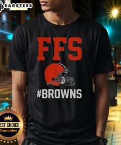 Alt Text: Awesome Cleveland Browns FFS helmet T-shirt featuring a bold design for passionate football fans.