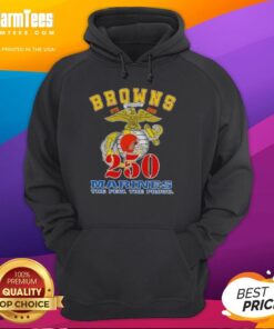 Awesome Cleveland Browns X U.S.M.C 250th Birthday Celebration Hoodie featuring vibrant team colors and unique design.