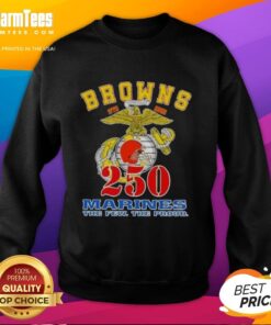 Alt Text: Cleveland Browns X U.S.M.C. 250th Birthday Celebration sweatshirt featuring bold graphics and a stylish design.