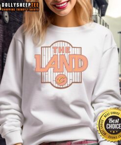 Alt Text: Cleveland Cavaliers City Edition 2025 sweatshirt featuring bold 'The Land' design for stylish NBA fans.