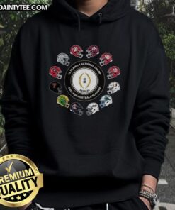 Awesome College Football Playoff 2025-2026 hoodie with 12 teams and 1 national champion helmet design.