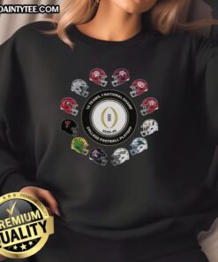 2025-2026 College Football Playoff sweatshirt featuring 12 teams and 1 National Champion helmet design.