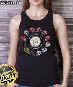 Alt Text: Awesome College Football Playoff 2025-2026 tank top featuring 12 teams and national champion helmet design.