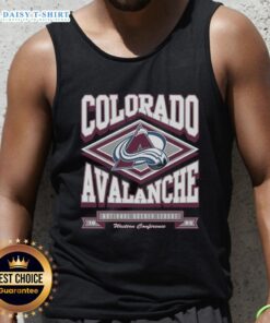 Awesome Colorado Avalanche heater tank top featuring vibrant team colors and logo, perfect for game day wear.
