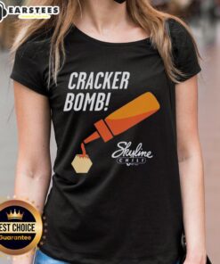 Awesome Cracker Bomb Skyline Ladies Tee featuring a vibrant city skyline design, perfect for stylish casual wear.