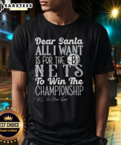 Awesome 'Dear Santa, All I Want Is For The Brooklyn Nets To Win The Championship' t-shirt design for fans.