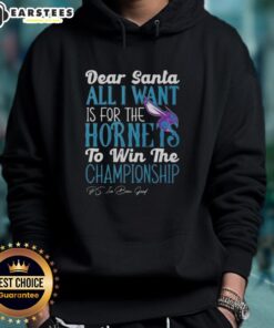 Awesome Dear Santa hoodie featuring 'All I Want Is For The Charlotte Hornets To Win The Championship' design.