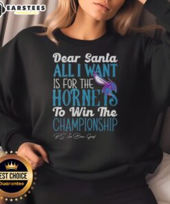 Charlotte Hornets championship sweatshirt featuring 'Dear Santa, all I want' design for fans and holiday cheer.