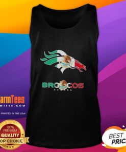 Awesome Denver Broncos football tank top featuring a unique Mexican flag logo design, perfect for fans and supporters.