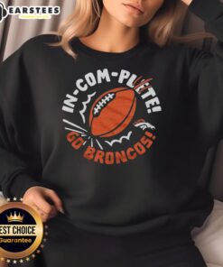 Awesome Denver Broncos incomplete football sweatshirt in navy blue, perfect for fans supporting their team.