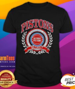 Awesome Detroit Pistons NBA crest t-shirt featuring the team's logo in vibrant colors on a stylish design.