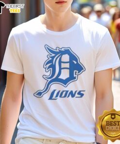 Awesome Detroit Tigers and Detroit Lions logo T-shirt featuring vibrant team graphics for sports fans.