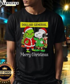 Awesome Dollar General X Grinch And Snoopy Merry Christmas T-Shirt featuring festive graphics and vibrant colors.