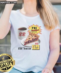 Delicious breakfast special at RR Cafe featuring the Awesome FBI Breakfast, served on a stylish ladies tee.