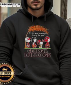 Awesome Georgia Bulldogs hoodie featuring Snoopy and friends, perfect for autumn and the most wonderful time of the year.