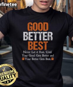 Vintage Chicago Bears T-shirt featuring 'Awesome Good Better Best Never Let It Rest' quote in bold lettering.