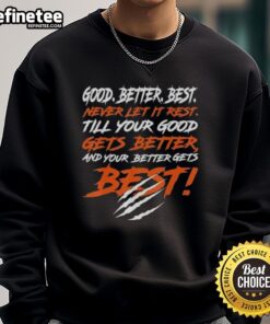 Chicago Bears sweatshirt with 'Awesome Good Better Best' slogan, perfect for fans showing team spirit.