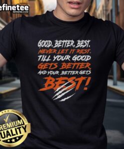 Chicago Bears T-Shirt featuring 'Awesome Good Better Best' slogan, perfect for fans and sports enthusiasts.