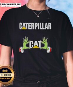 Awesome Grinch Hands Love Caterpillar Christmas Ladies Tee featuring festive design and vibrant colors for holiday cheer.