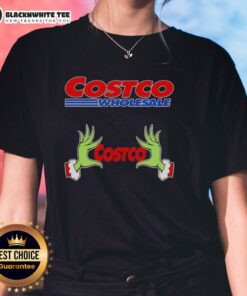 Awesome Grinch hands on a Christmas tee for ladies, showcasing love for Costco Wholesale holiday spirit.