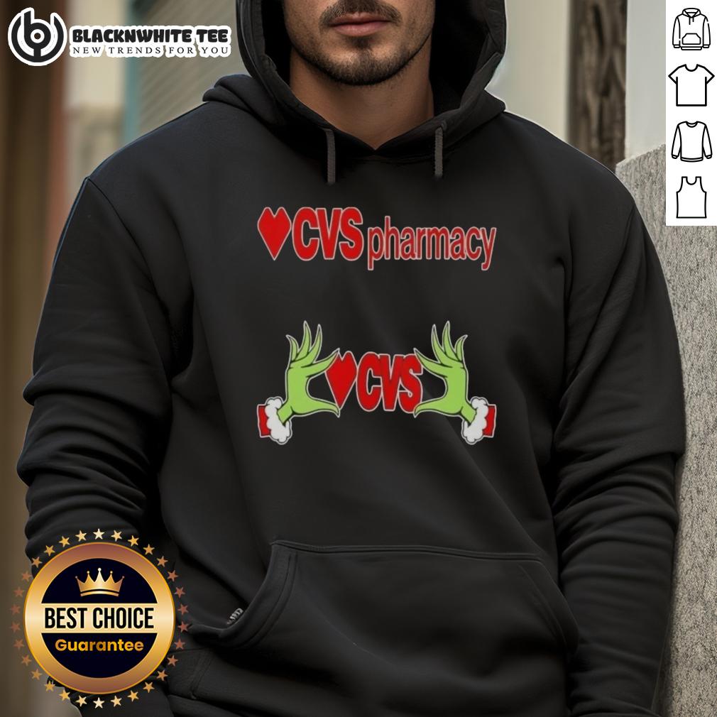 Awesome Grinch Hands Love Cvs Pharmacy Christmas Hoodie Awesome Grinch hands holding a heart, featuring a CVS Pharmacy Christmas hoodie design for festive holiday spirit.